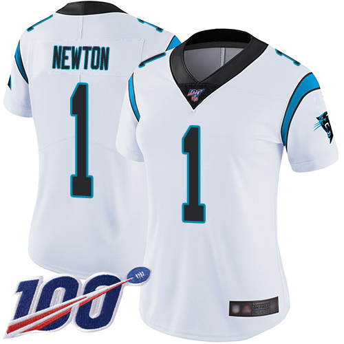 Carolina Panthers Limited White Women Cam Newton Road Jersey NFL Football #1 100th Season Vapor Untouchable
